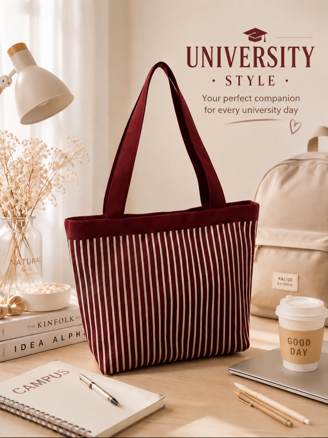 University-Style fabric Tote Bag