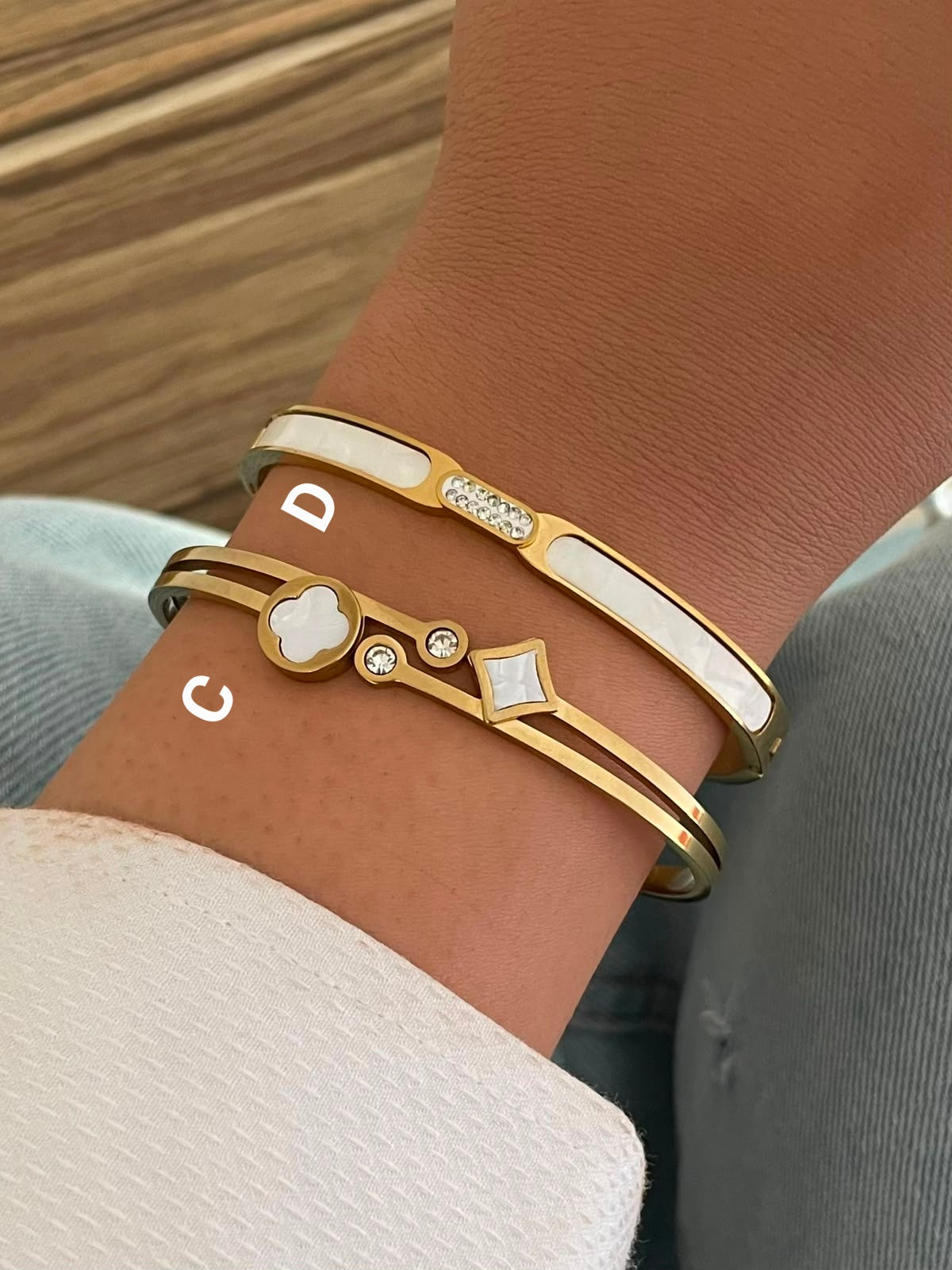 Luxurious Stainless Steel Gold Bangle Collection