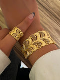 Luxurious Gold-Plated Cuff Bracelet & Ring Set
