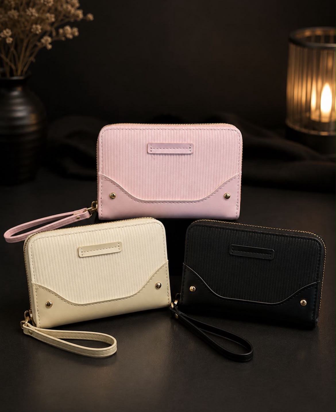 Textured Corduroy Mini Wristlet Wallet