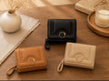 Gold Ring Accent Short Leather Wallet