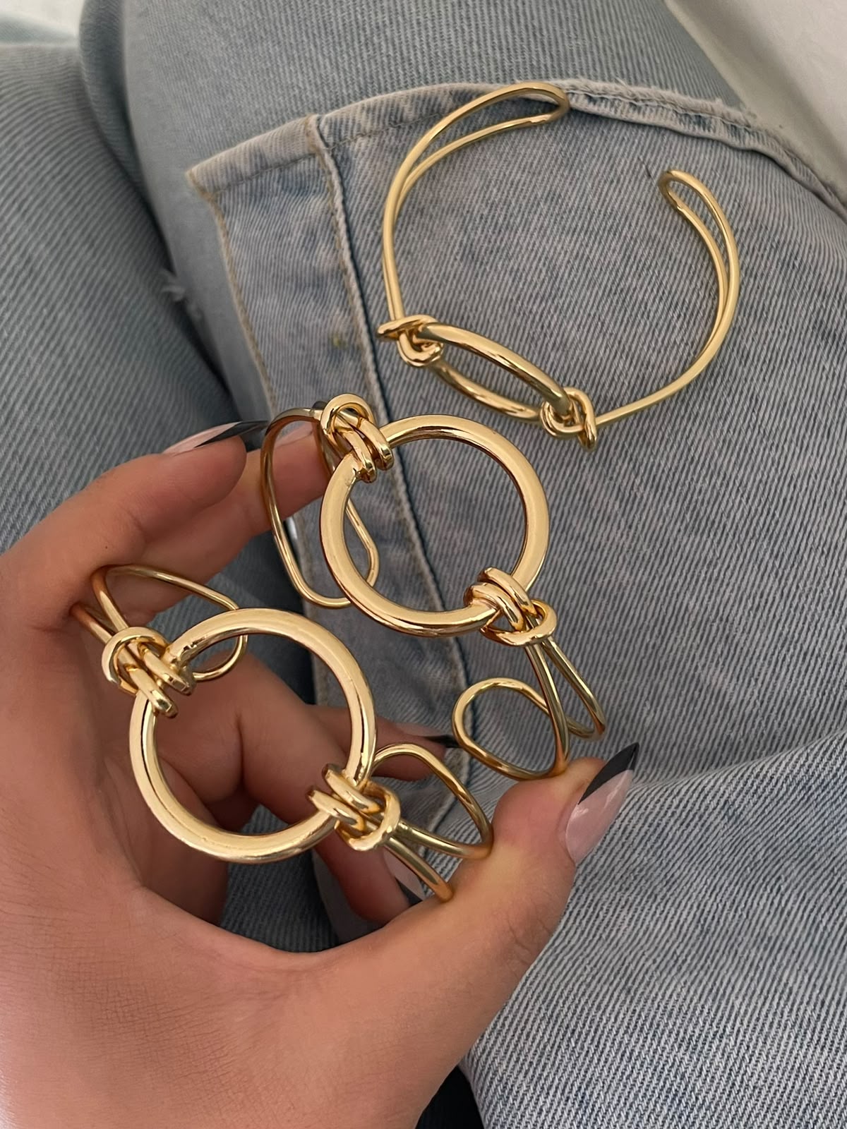 Gold Plated Open Cuff Bangle Set