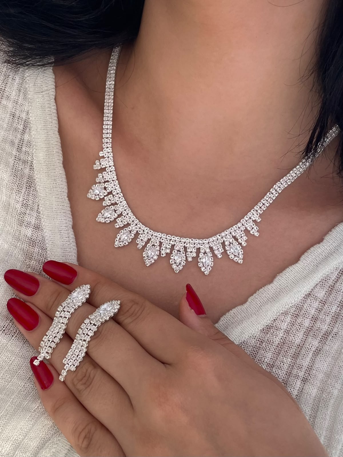 Luxurious Cubic Zirconia Necklace & Earrings Set