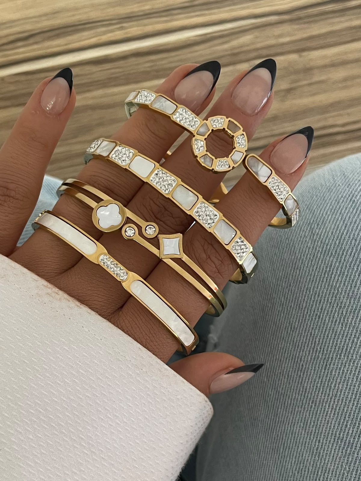 Luxurious Stainless Steel Gold Bangle Collection