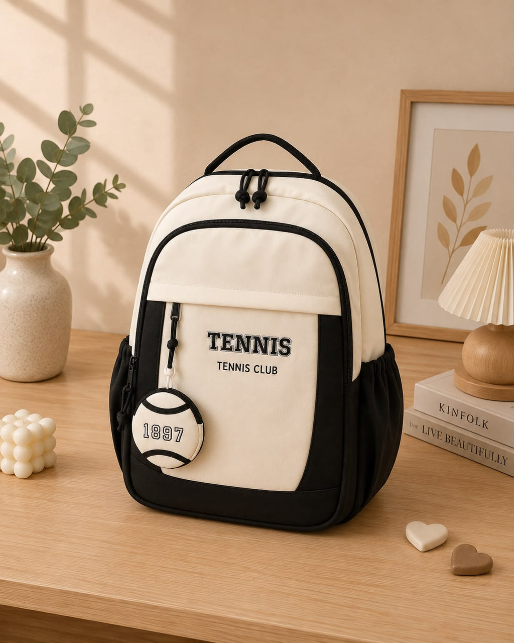 Chic TENNIS CLUB Backpack: Retro Style