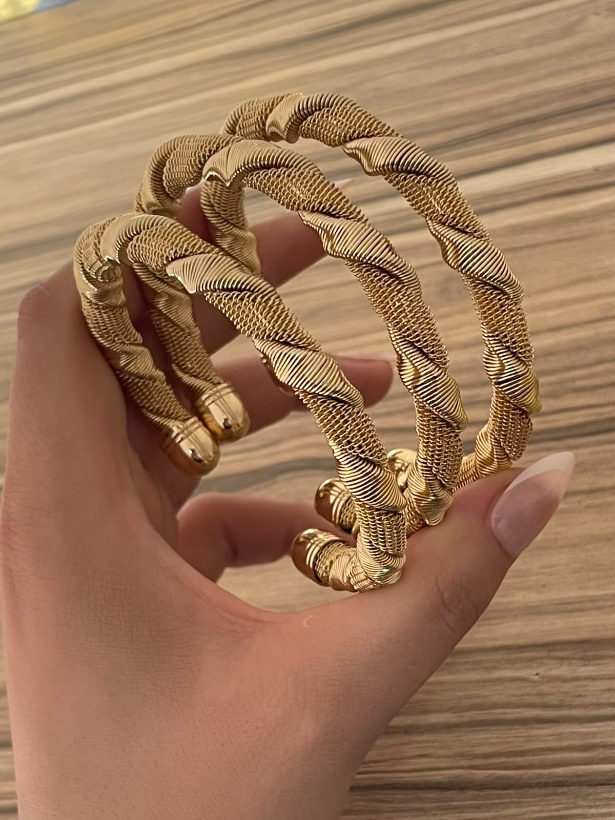Gold Plated Open Cuff Bangle Set