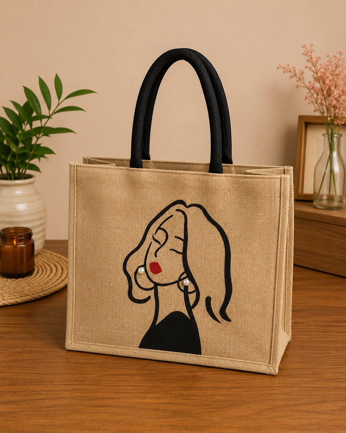 Trendy jute tote