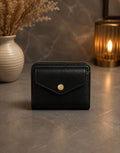 Minimalist Black Snap-Closure Wallet