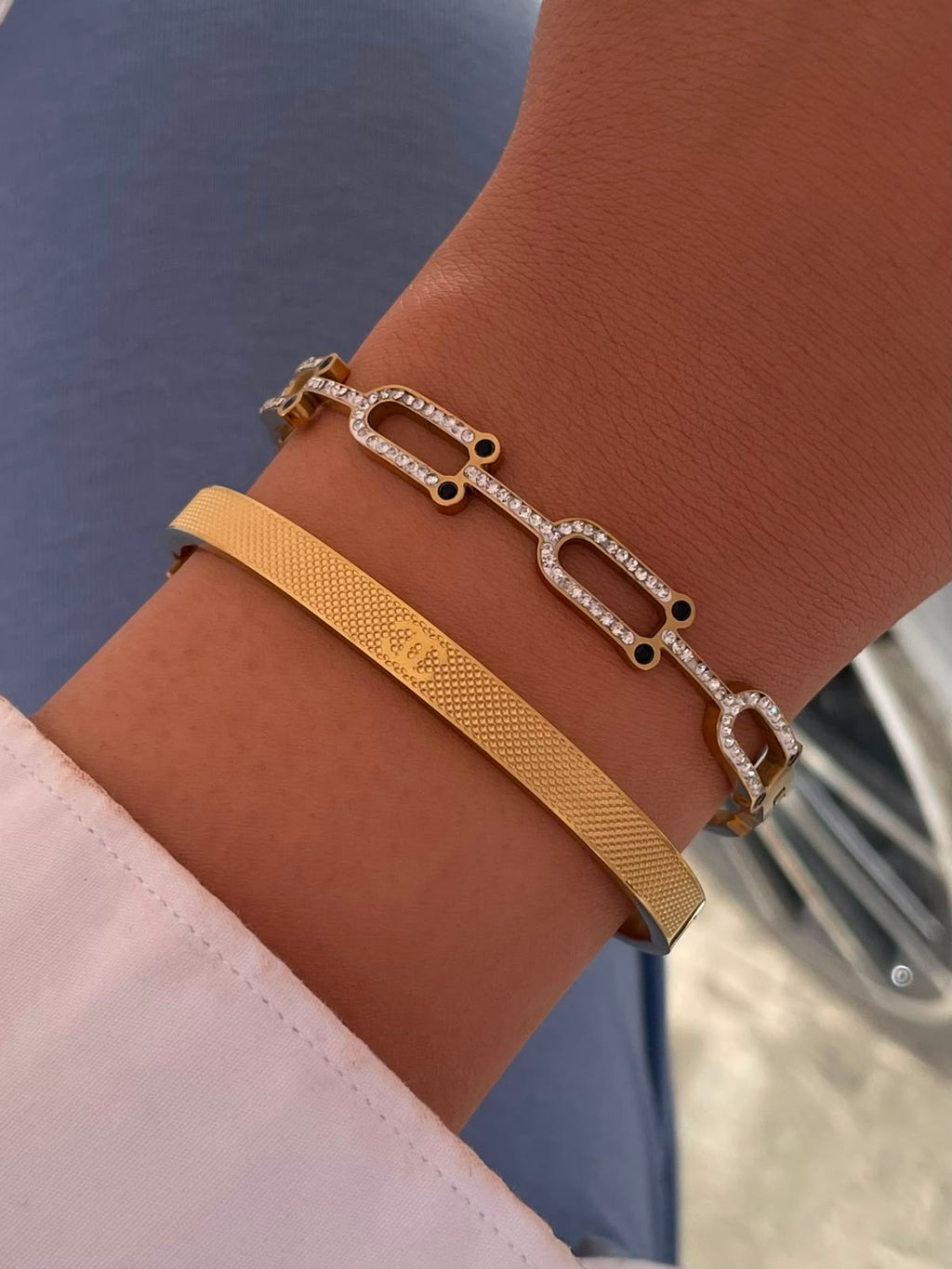 Luxury Stainless Steel Gold Bangle & Bracelet Collection