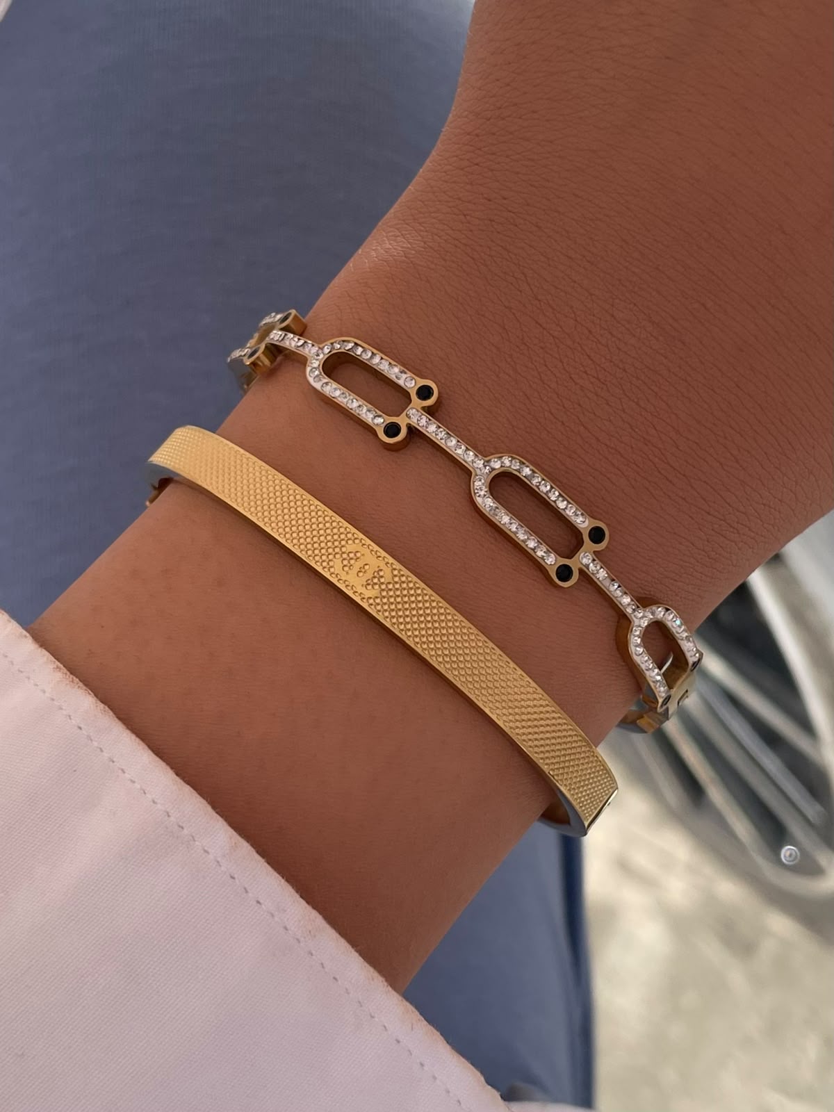 Luxury Stainless Steel Gold Bangle & Bracelet Collection