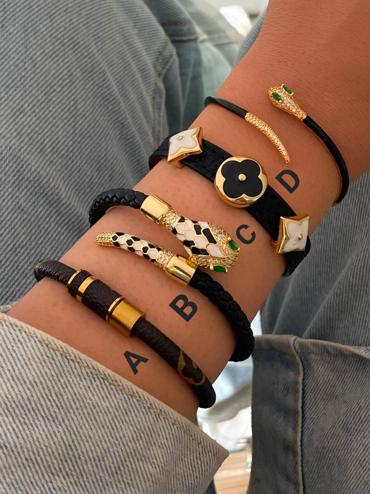 Stainless Steel & Leather Bracelet Set