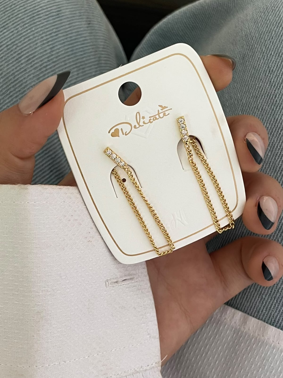 Gold Plated Long Chain Dangle Earrings