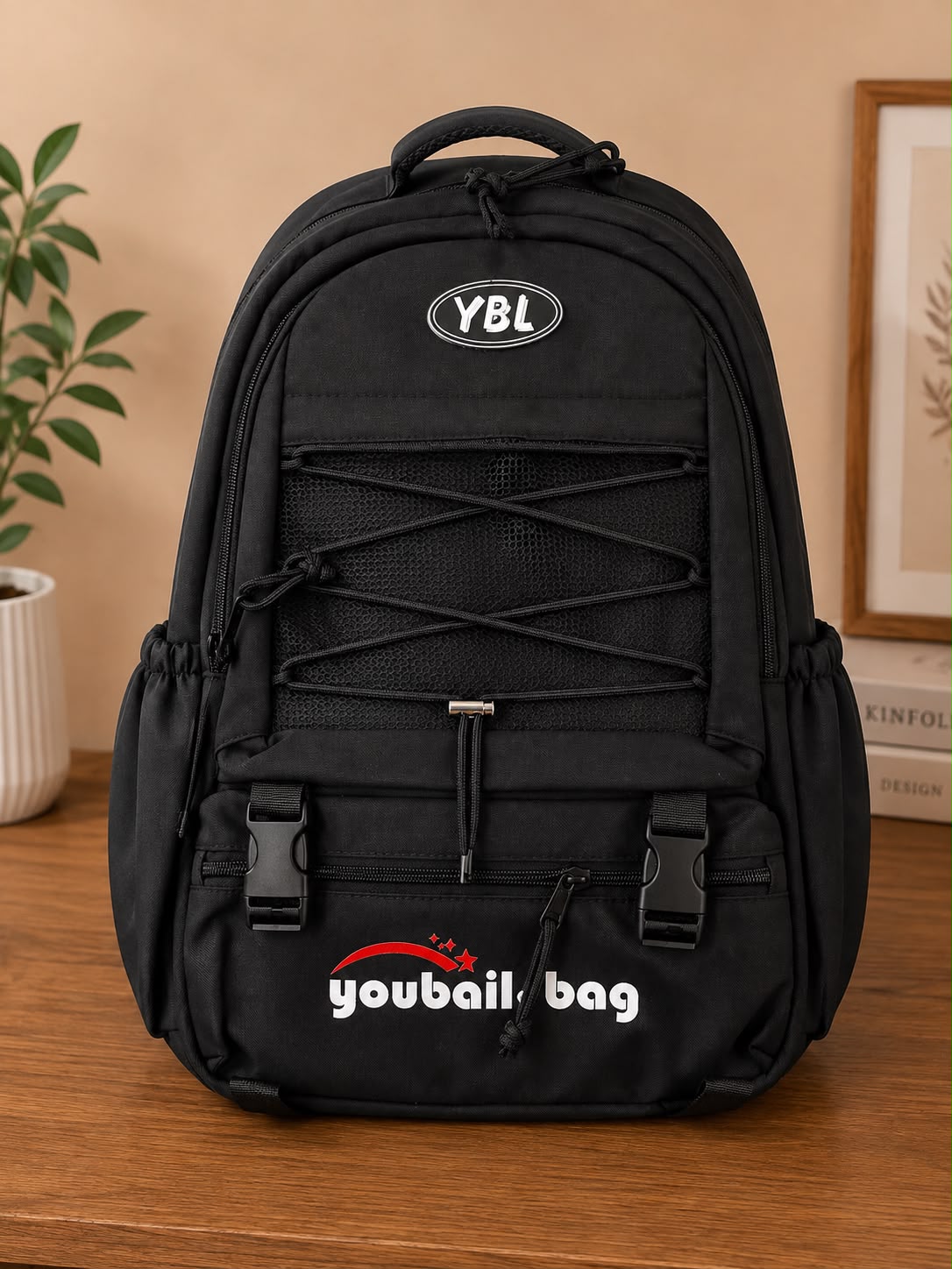 YBL Youbaili Mesh Bungee Pocket School Backpack