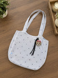Printed Fabric Shoulder Tote Bag