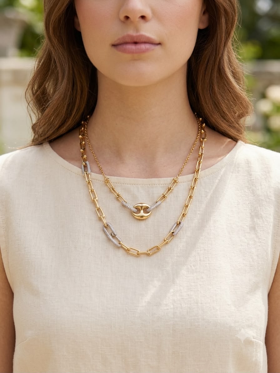 Luxurious Gold-Plated Link Chain Necklace