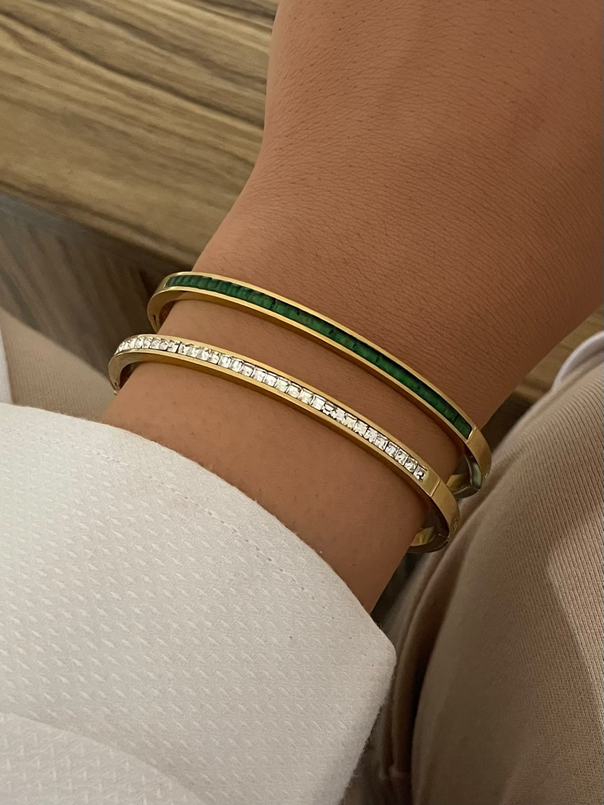 Stainless Steel Zircon & Gemstone Bangle Collection