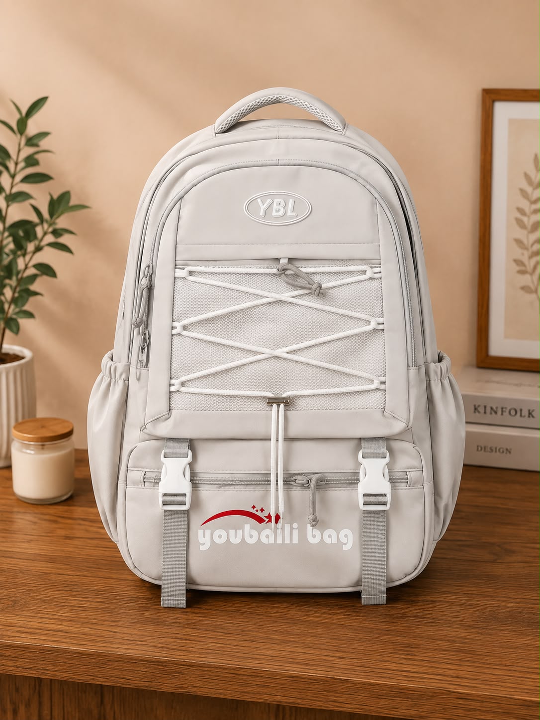 YBL Youbaili Mesh Bungee Pocket School Backpack