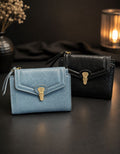 Vintage Metallic-Buckle Short Wallet