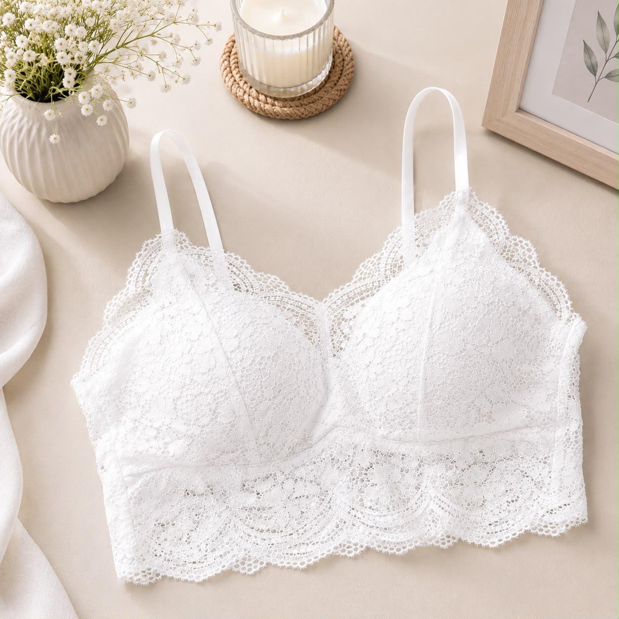 Elegant Padded Floral Lace Bralette Crop Top