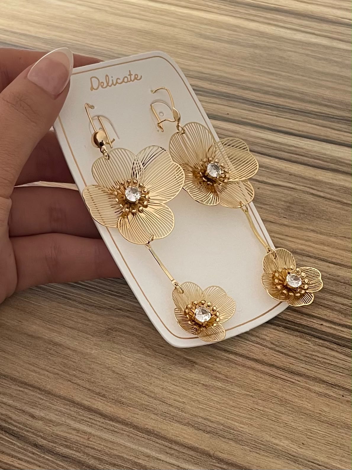 Gold Plated Long Chain Dangle Earrings