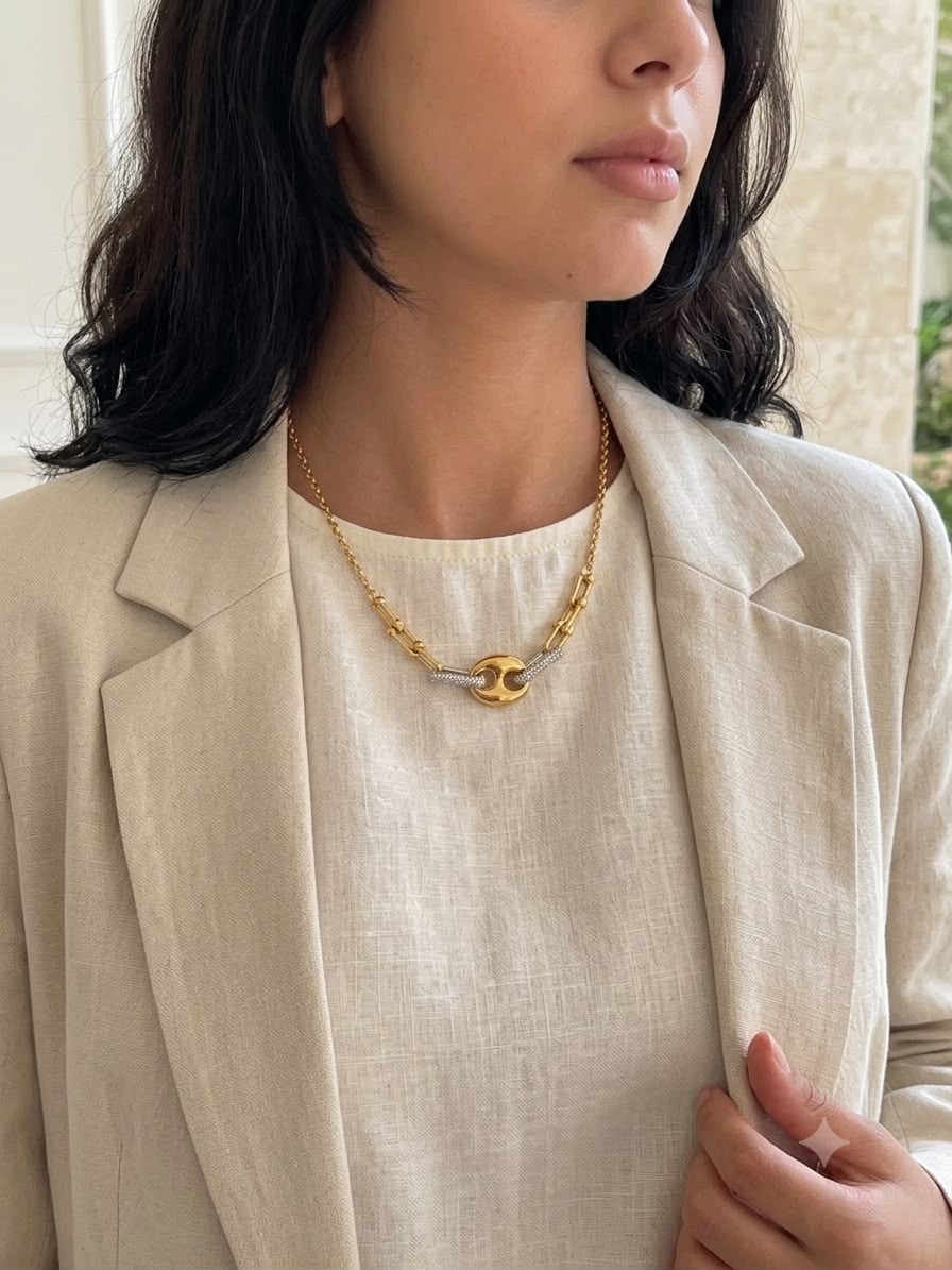 Luxurious Gold-Plated Link Chain Necklace