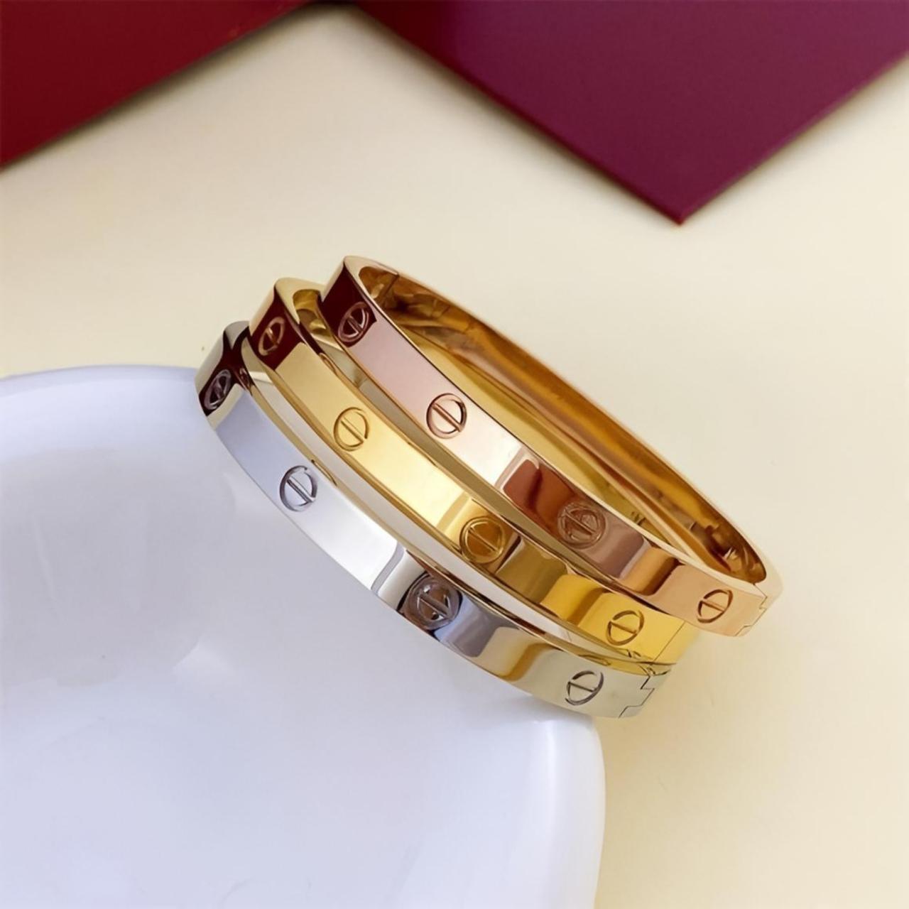 Classic Stainless Steel Screw Detail Bangle Collection
