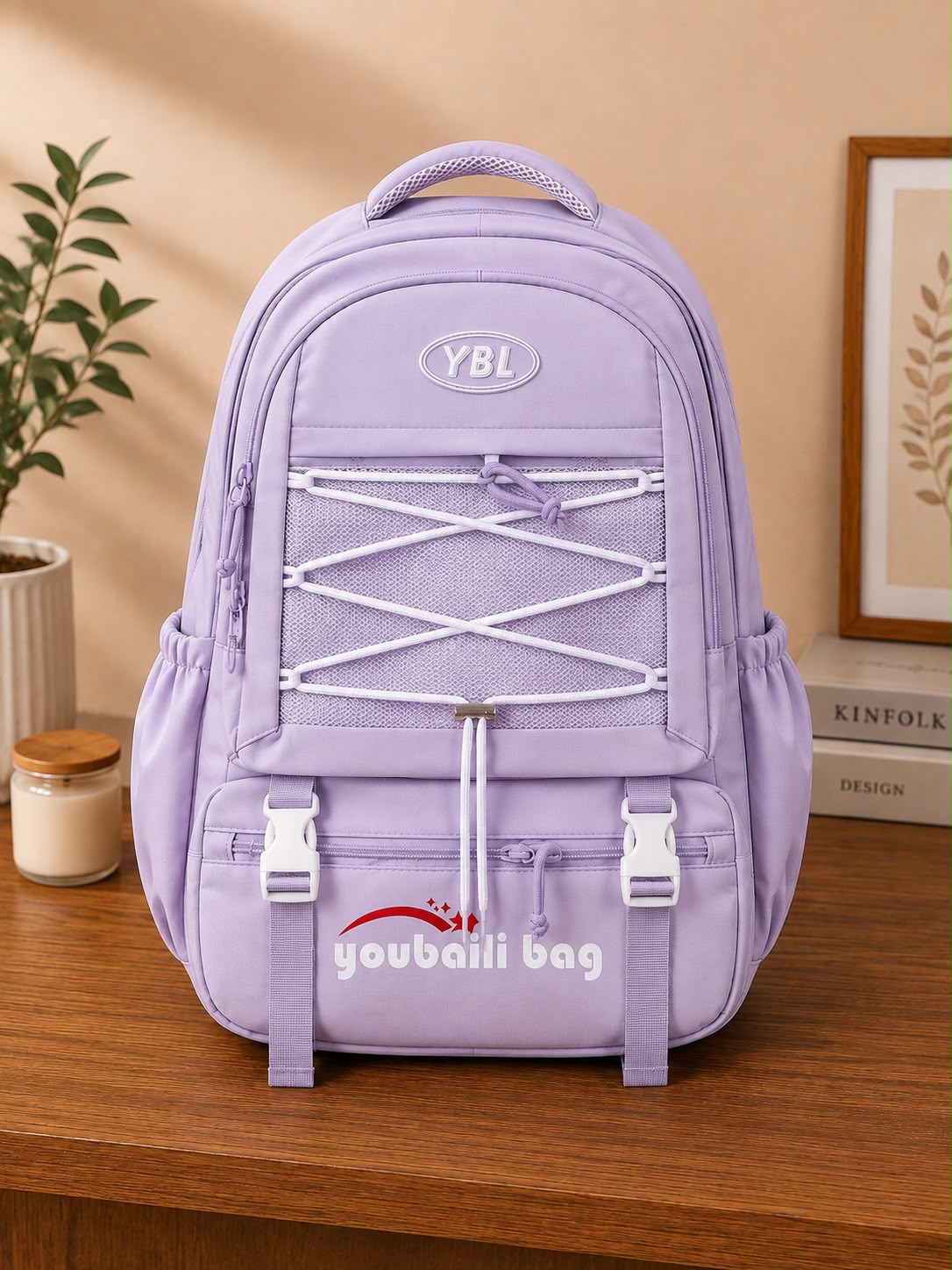 YBL Youbaili Mesh Bungee Pocket School Backpack
