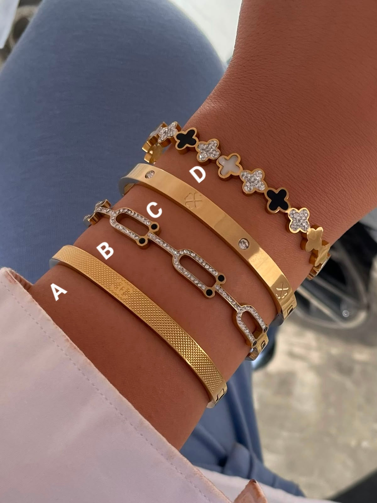 Luxury Stainless Steel Gold Bangle & Bracelet Collection
