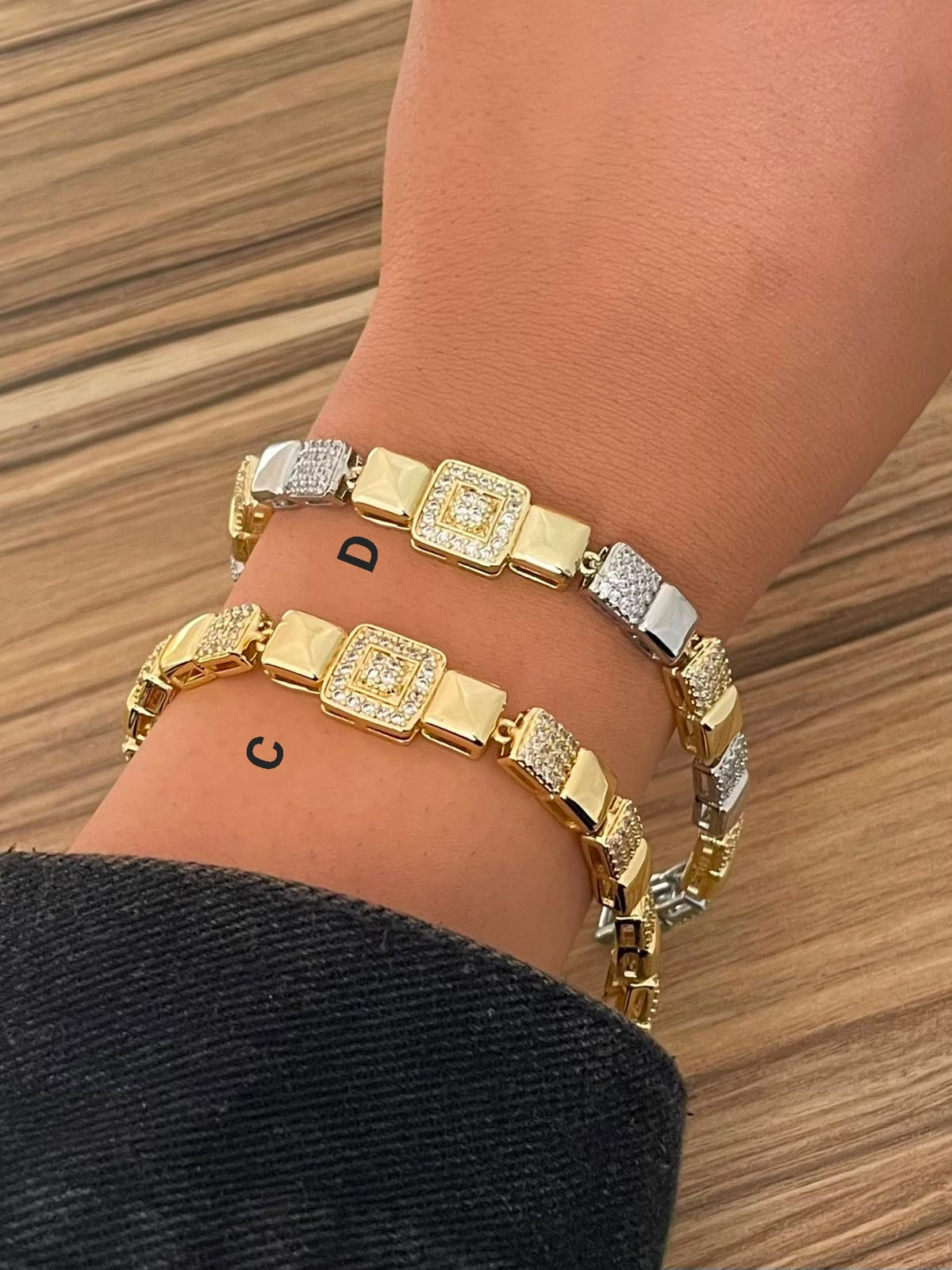 Stainless Steel Zircon Statement Link Bracelets
