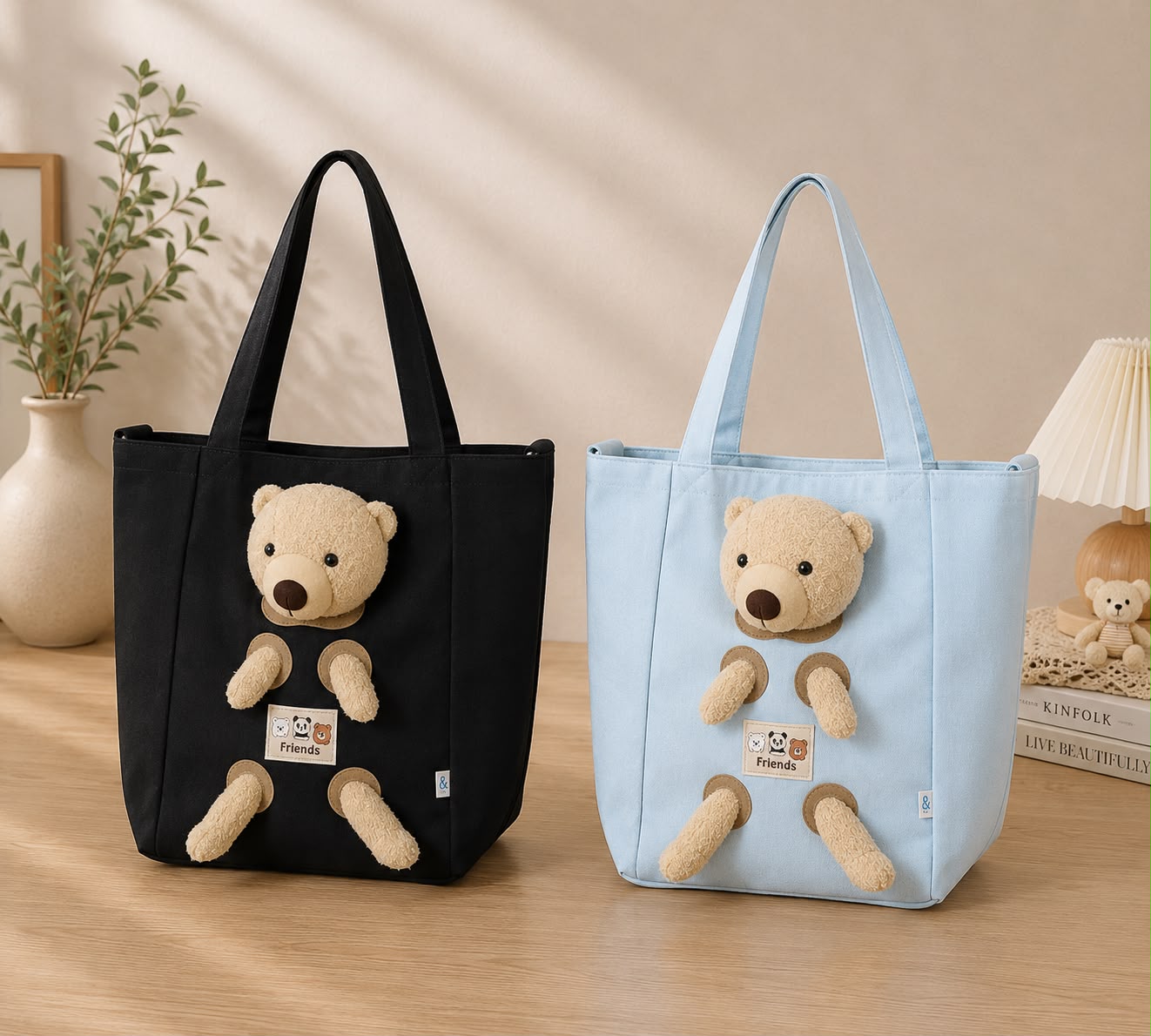 Cute Teddy Bear Canvas Tote Bag