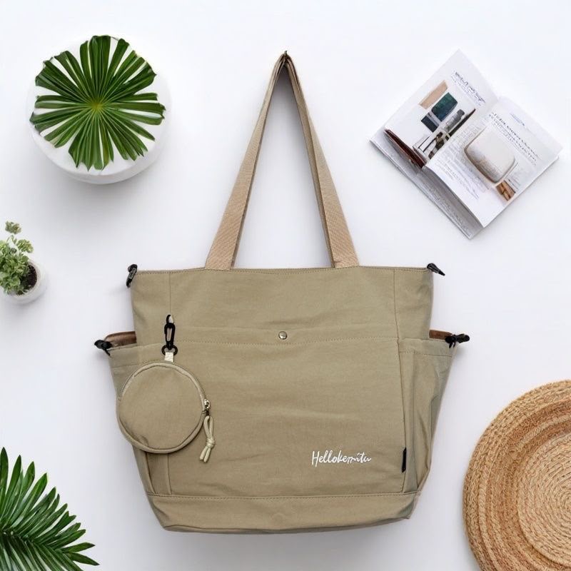 Casual Multi-Pocket Canvas Shoulder Tote Bag