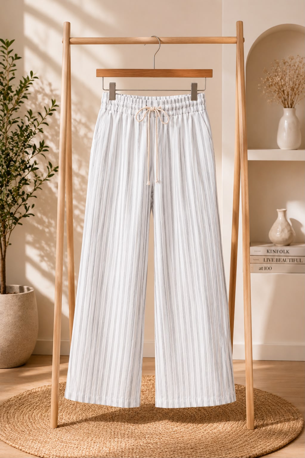 Women's Striped Wide-Leg Casual Pants