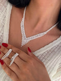 Luxurious Cubic Zirconia Necklace & Earrings Set