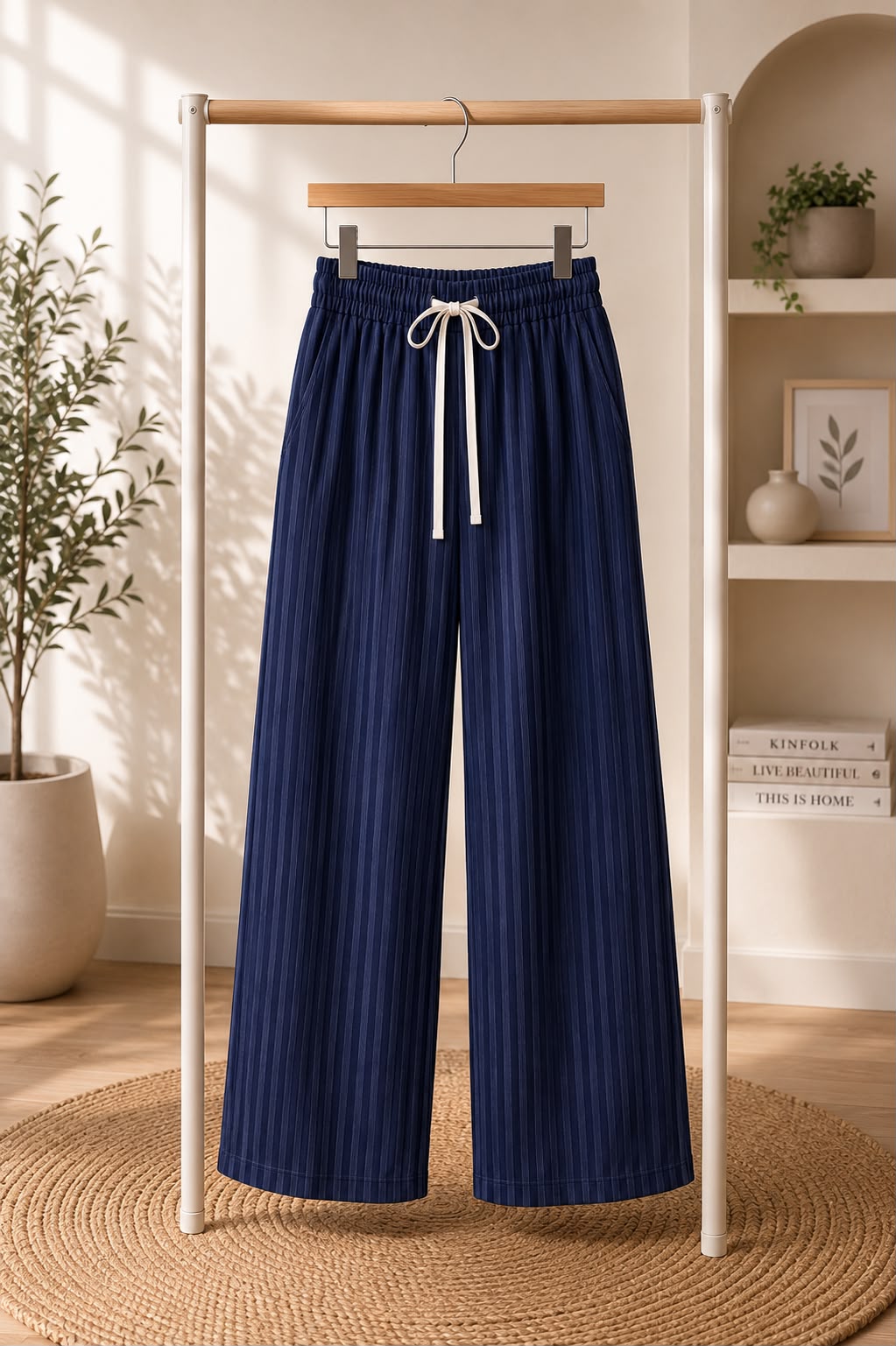 Women's Striped Wide-Leg Casual Pants