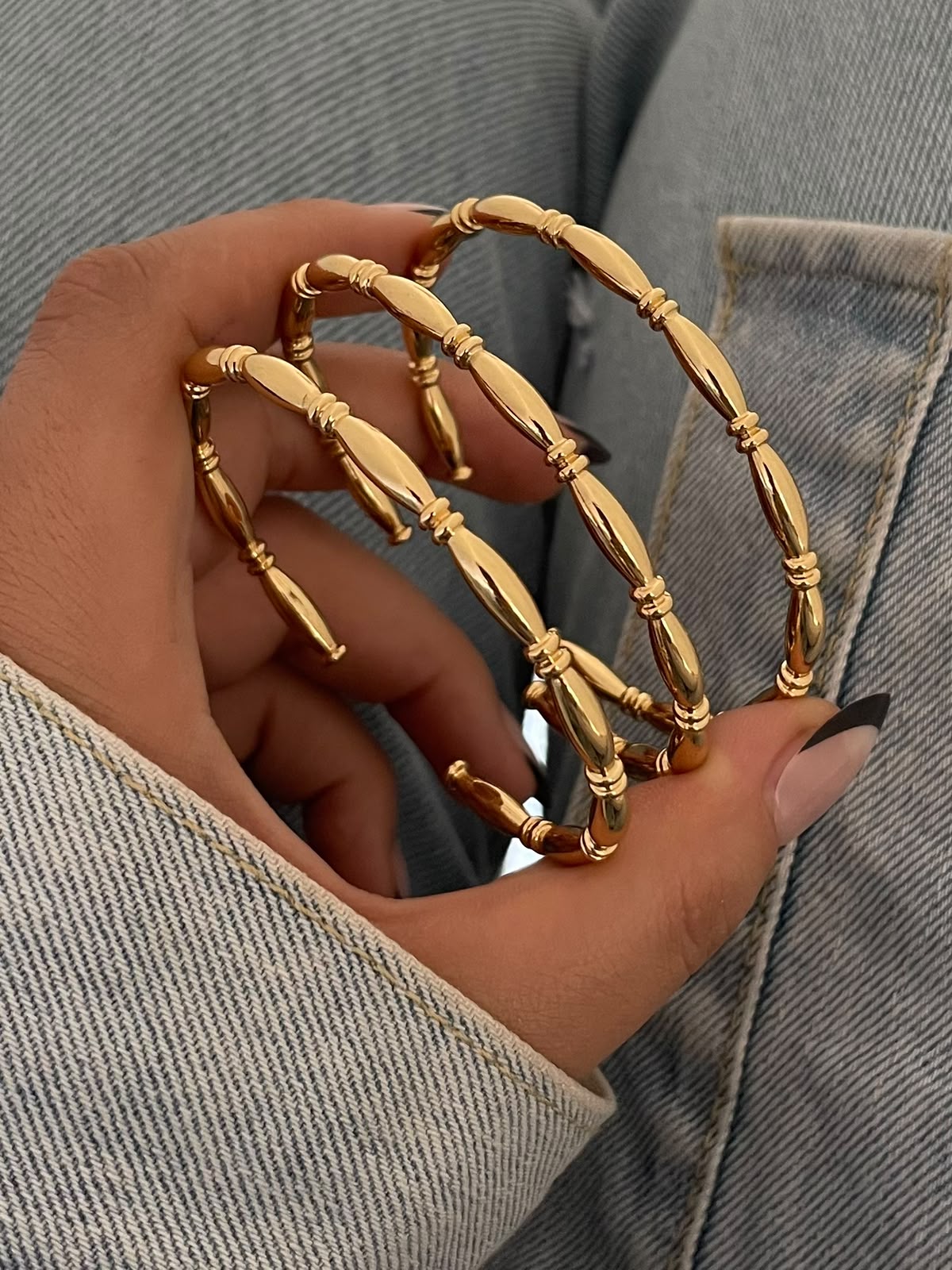 Gold Plated Open Cuff Bangle Set