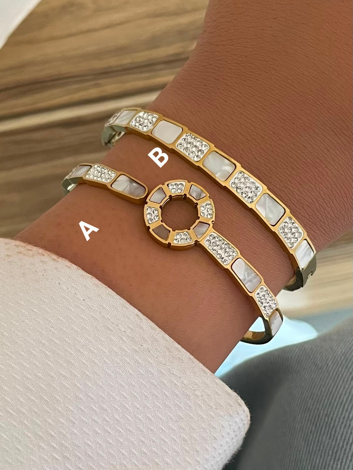 Luxurious Stainless Steel Gold Bangle Collection