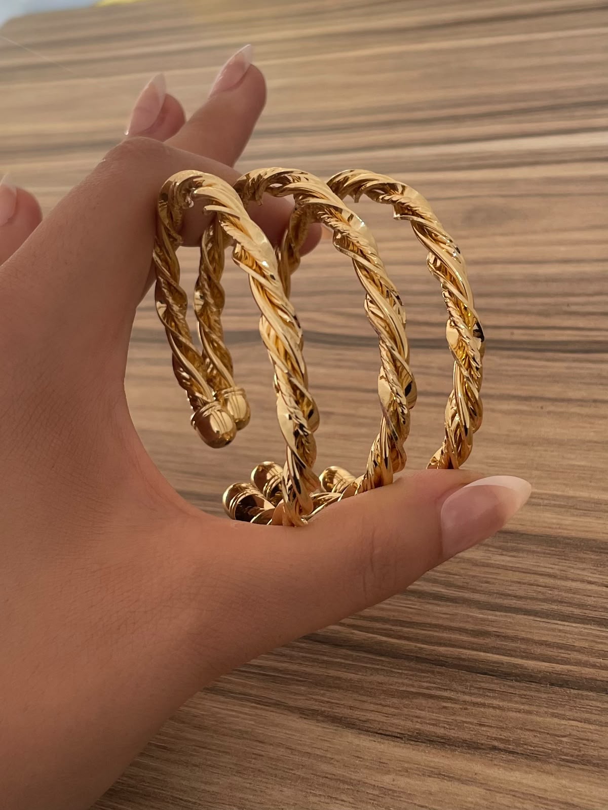 Gold Plated Open Cuff Bangle Set