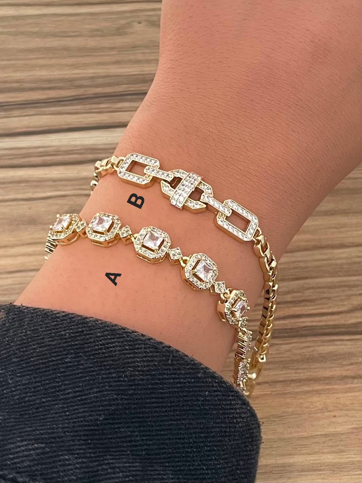 Stainless Steel Zircon Statement Link Bracelets