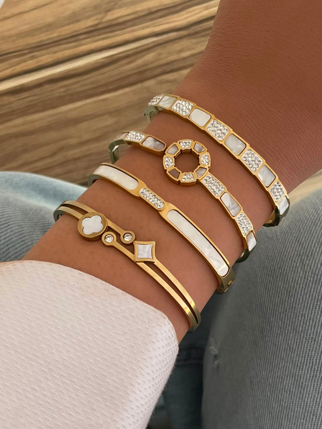 Luxurious Stainless Steel Gold Bangle Collection