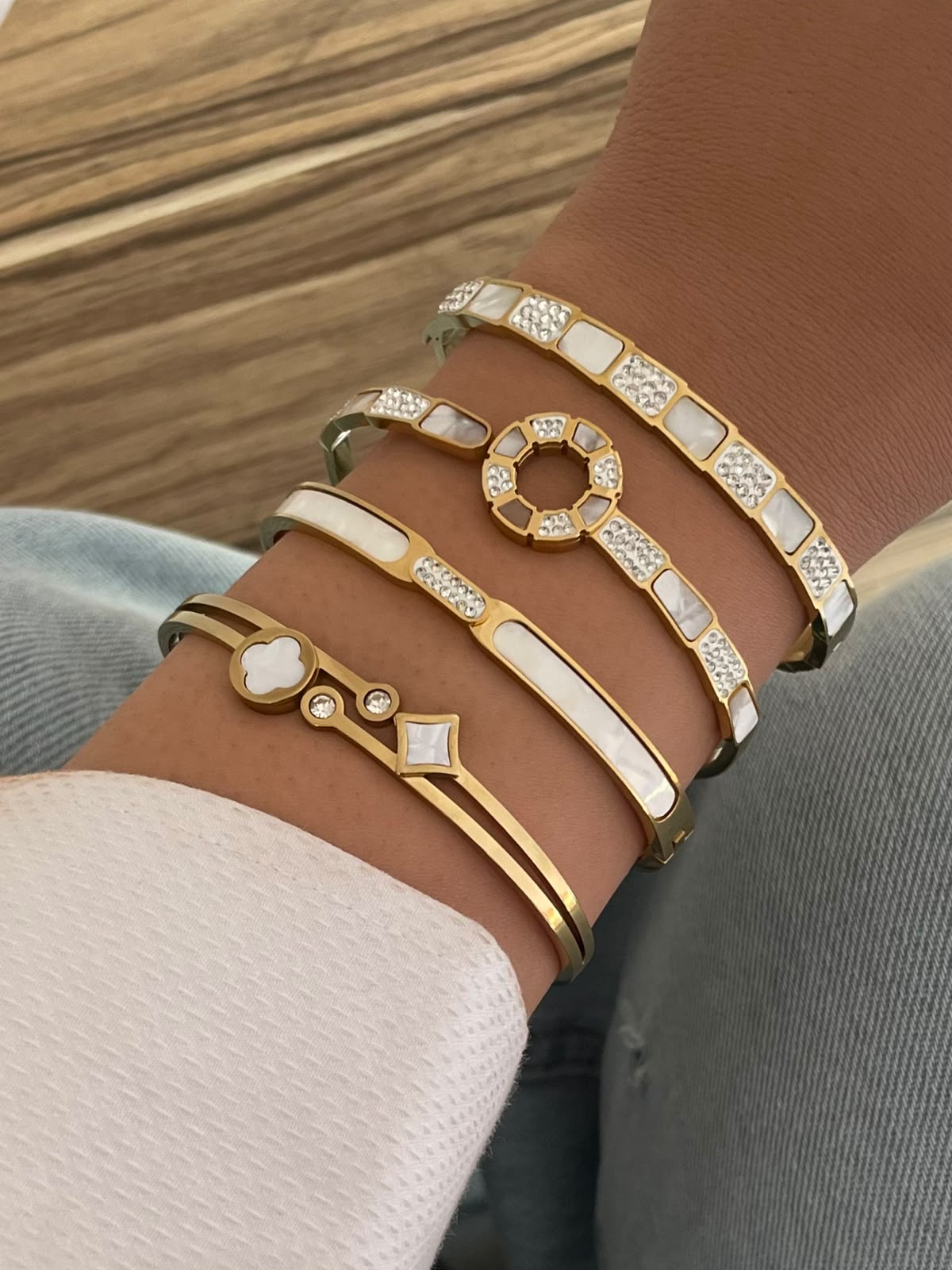 Luxurious Stainless Steel Gold Bangle Collection