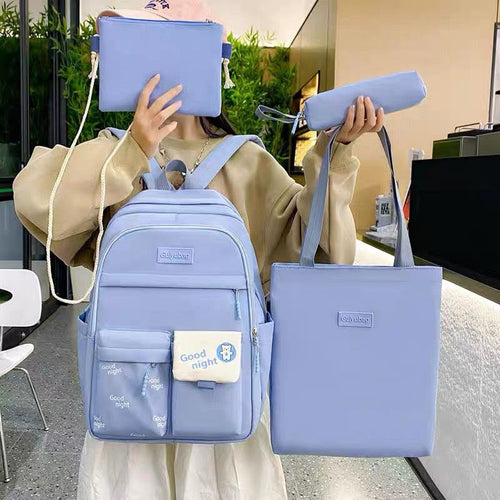 4-Piece Cute Bear School Bag Set
