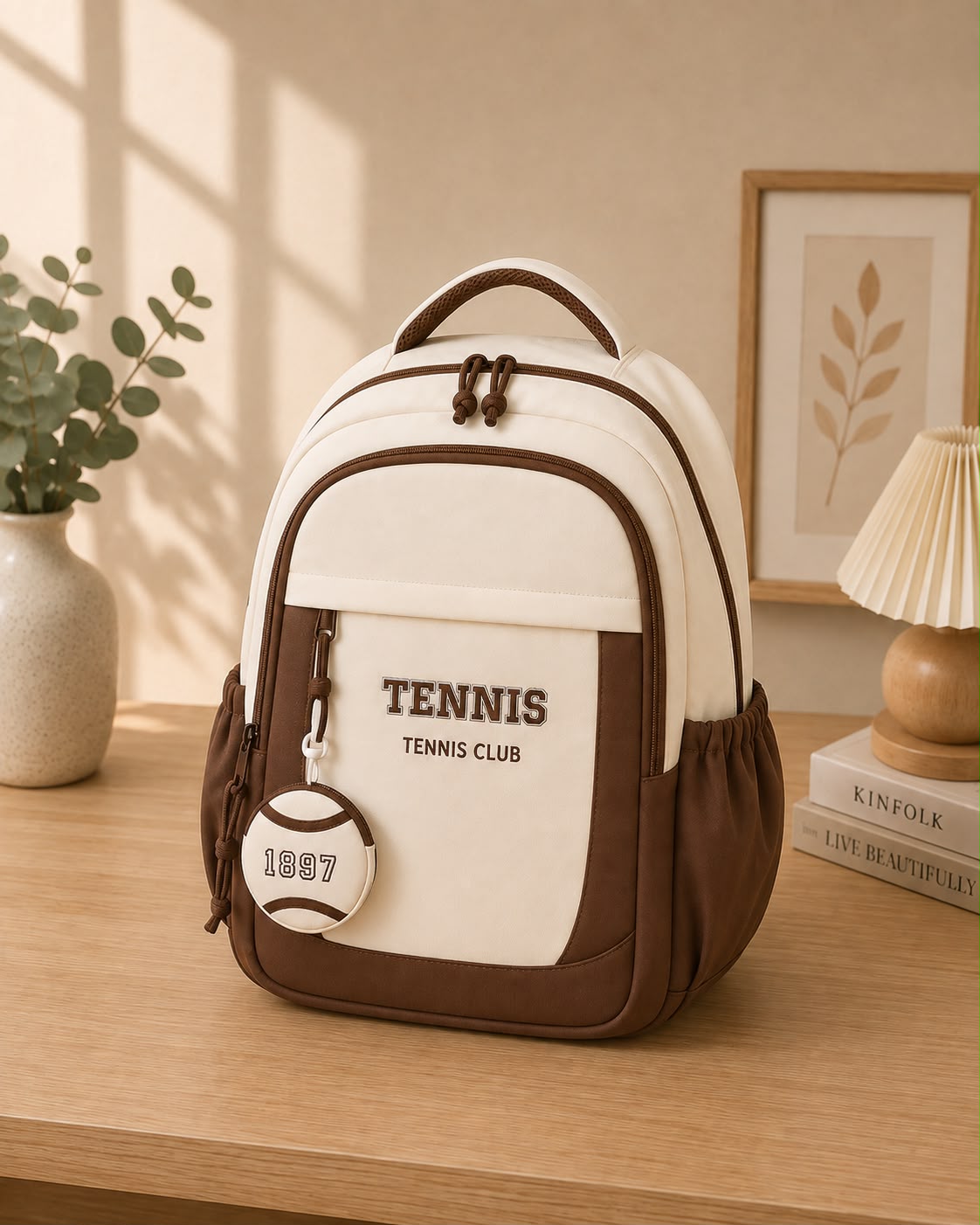 Chic TENNIS CLUB Backpack: Retro Style