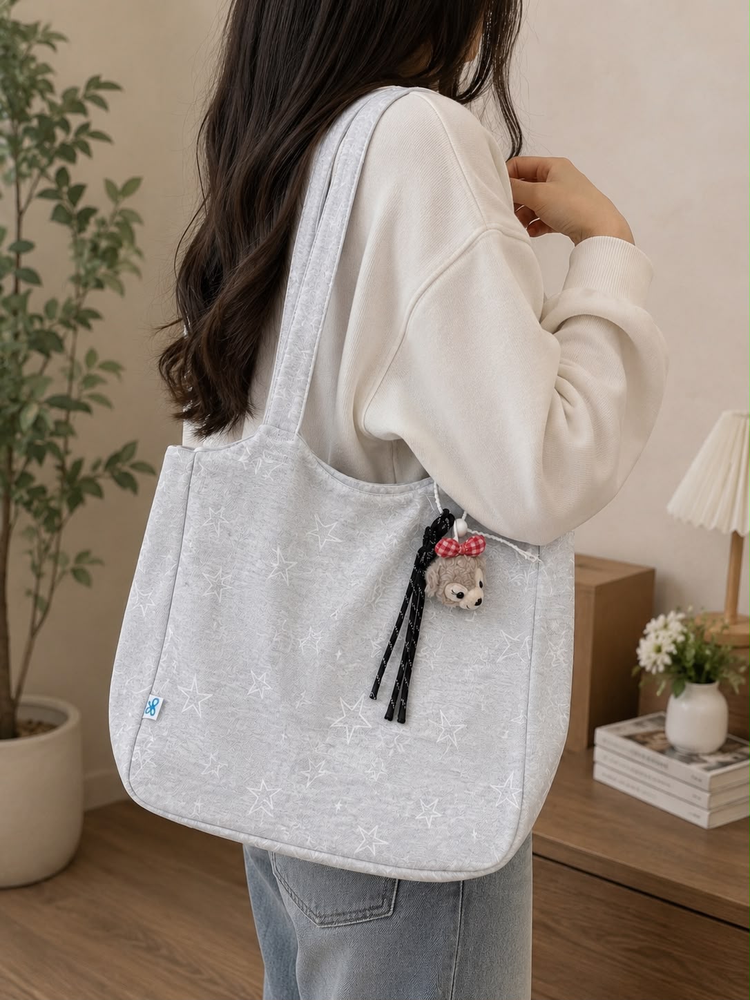 Printed Fabric Shoulder Tote Bag