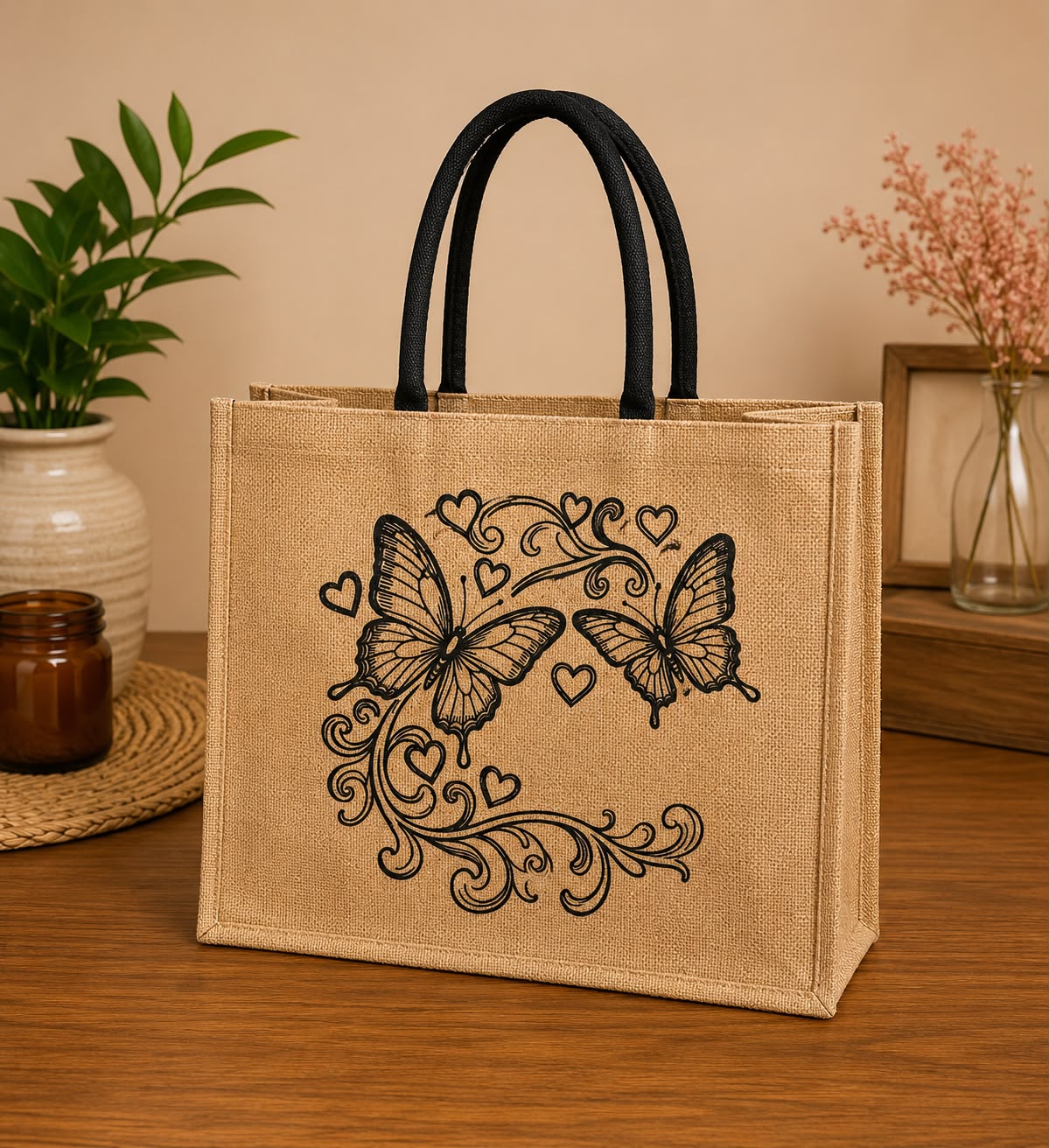 Trendy jute tote