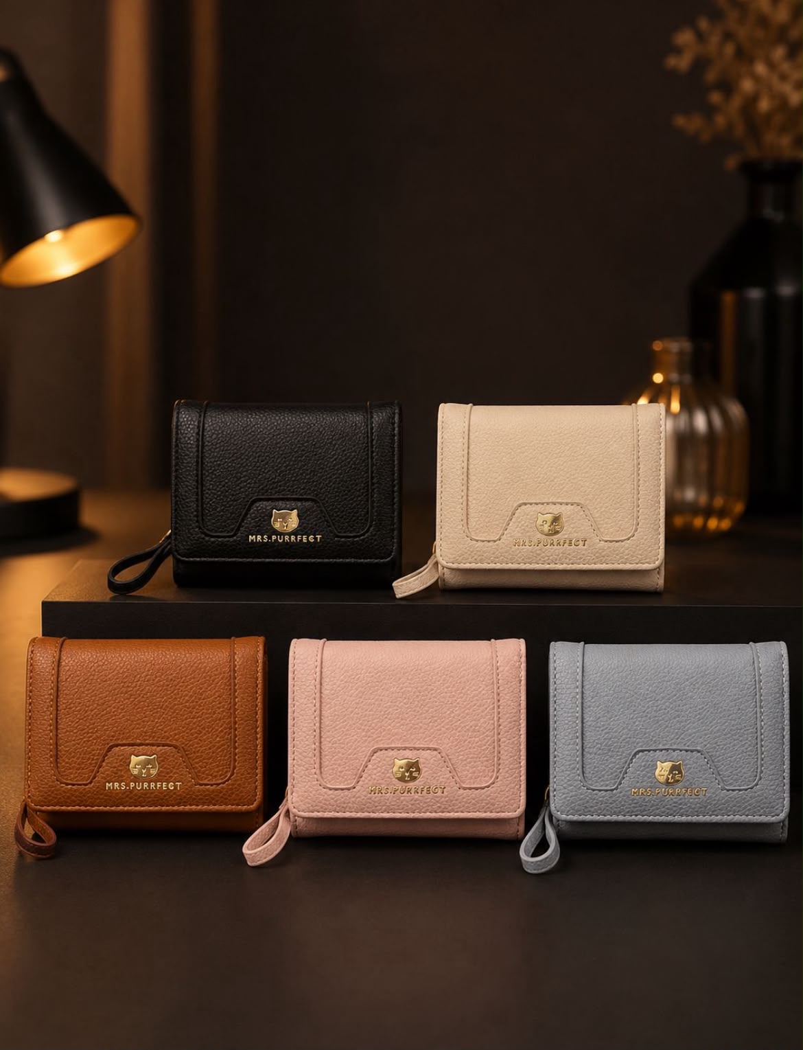 Mrs. Purrfect Cat-Emblem Compact Wallet
