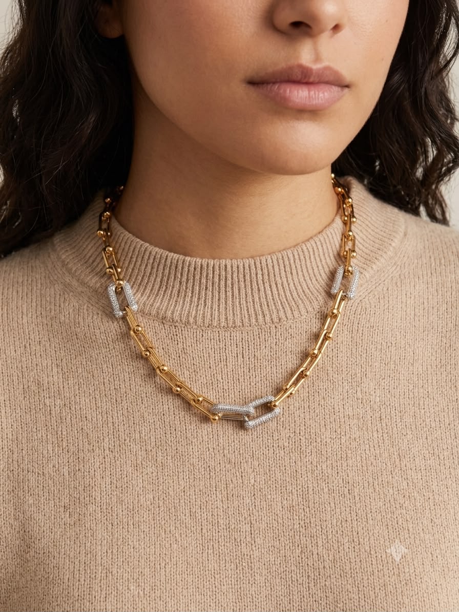 Luxurious Gold-Plated Link Chain Necklace