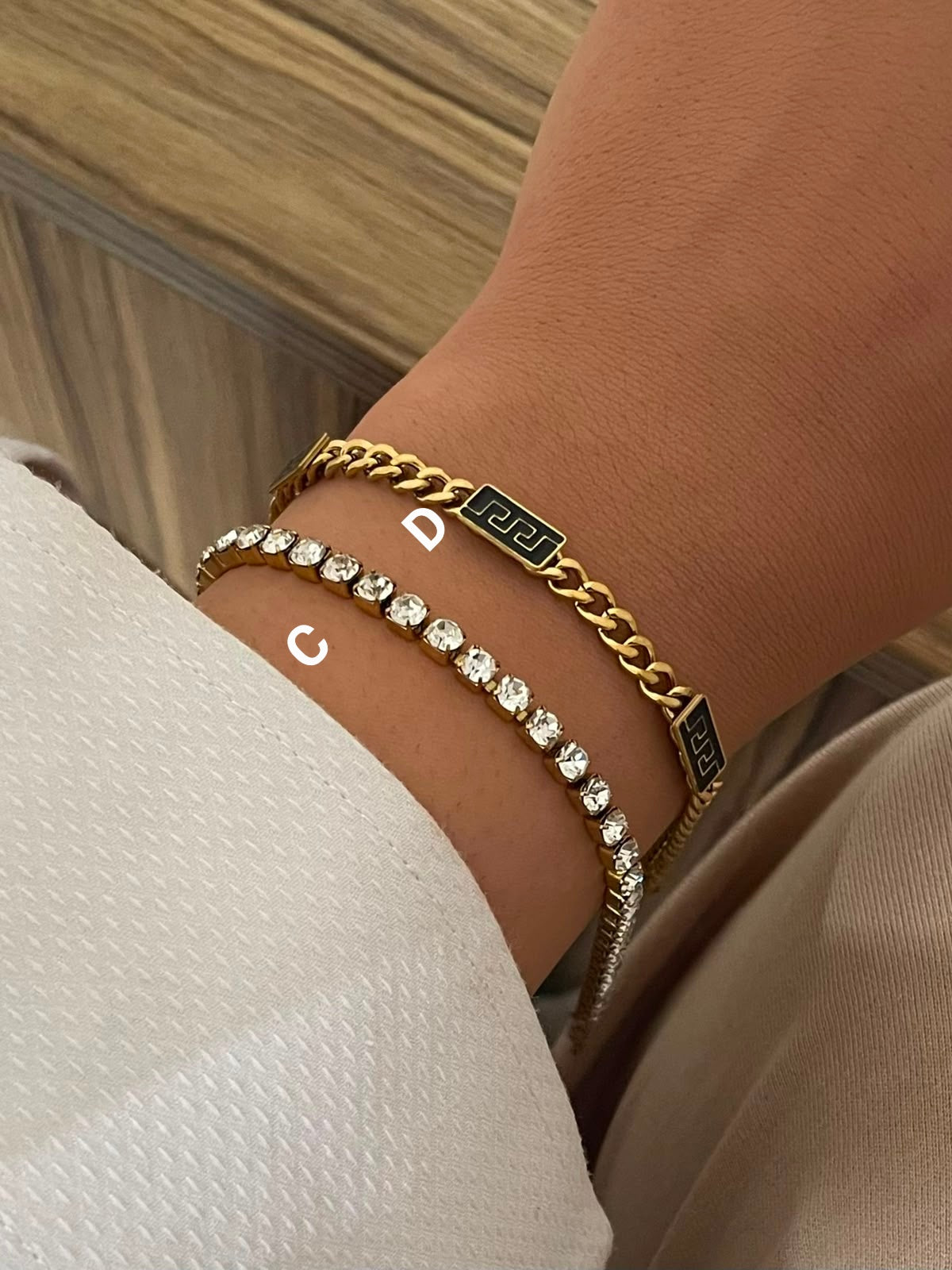 Stainless Steel Layered Charm & Tennis Bracelets