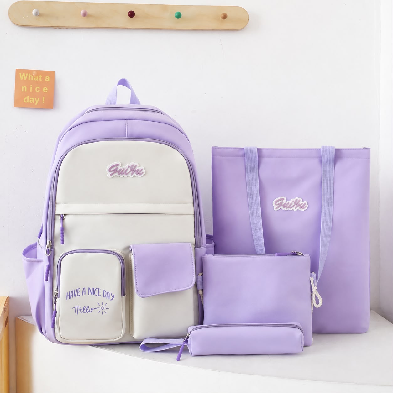 4-Piece Astronaut Patch School Bag Set