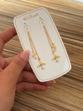 Gold Plated Long Chain Dangle Earrings