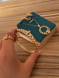Gold Plated Chain and Lattice Jewelry Set